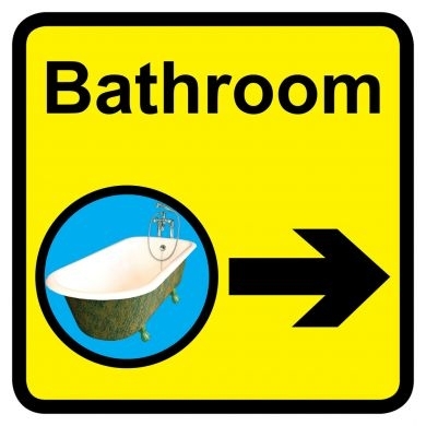 Bathroom sign with right arrow - 300mm x 300mm